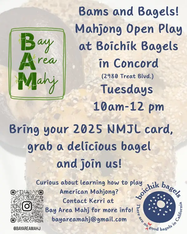 Join us tomorrow and every Tuesday  in Concord from 10 am-12 pm for drop in mahjong