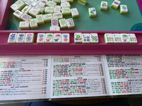 Tiles and NMJL card close-up